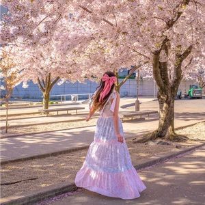Red Dress Boutique Pink and Lavender Tiered Maxi Dress